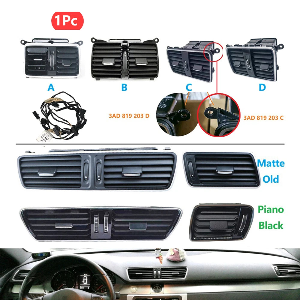 Ruili136 1Pcs for VW Passat CC B6 B7 R36 Car LHD Chrome Piano Paint Dashboard AC Air Condition Outlet Vent 3AD 819 701 3AD819702