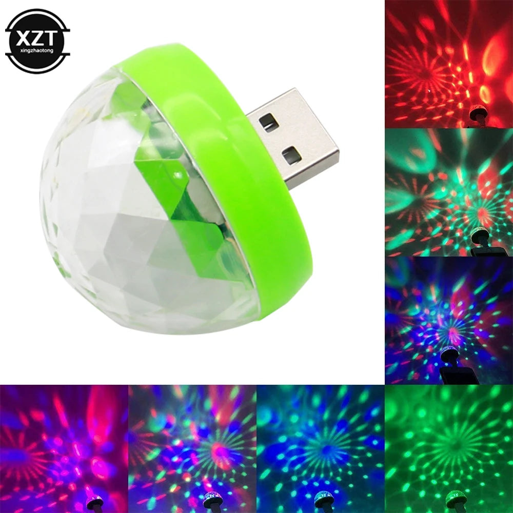 RGB LED USB Car Atmosphere Lamp DJ Disco Ball