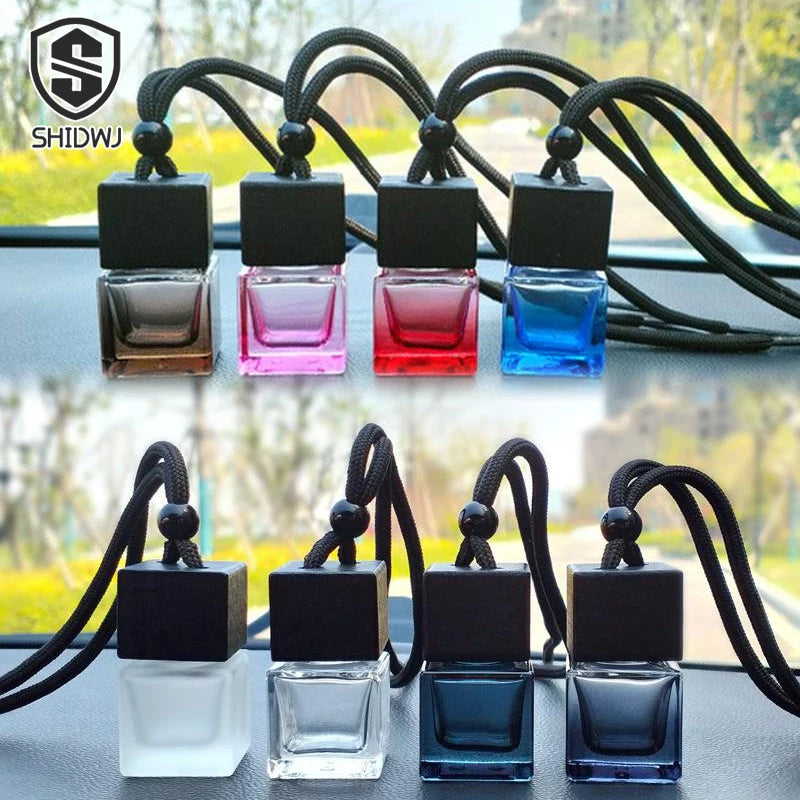 Square Glass Car Perfume Bottle Pendant | Empty Essential Oil Diffuser alternate view