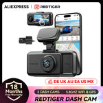 REDTIGER A6 3 Cameras Front/Cabin/Rear 4K Dash Cam | Built-in WiFi GPS Parking Monitor