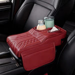Universal Car Armrest Cushion with Tissue Box & Cup Holder, Multi-Functional Center Console Storage Organizer with Side Pocket