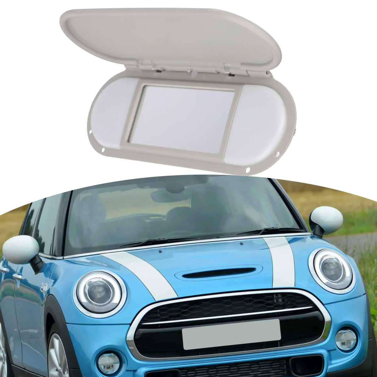 Gray Sun Visor Vanity Mirror Cover For For Mini For Cooper F56 2015-2022 ABS Plastic Replacement Interior Accessories