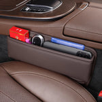 PU Leather Car Seat Gap Organizer Box – Multifunctional Driver Seat Storage with Charg close-up view