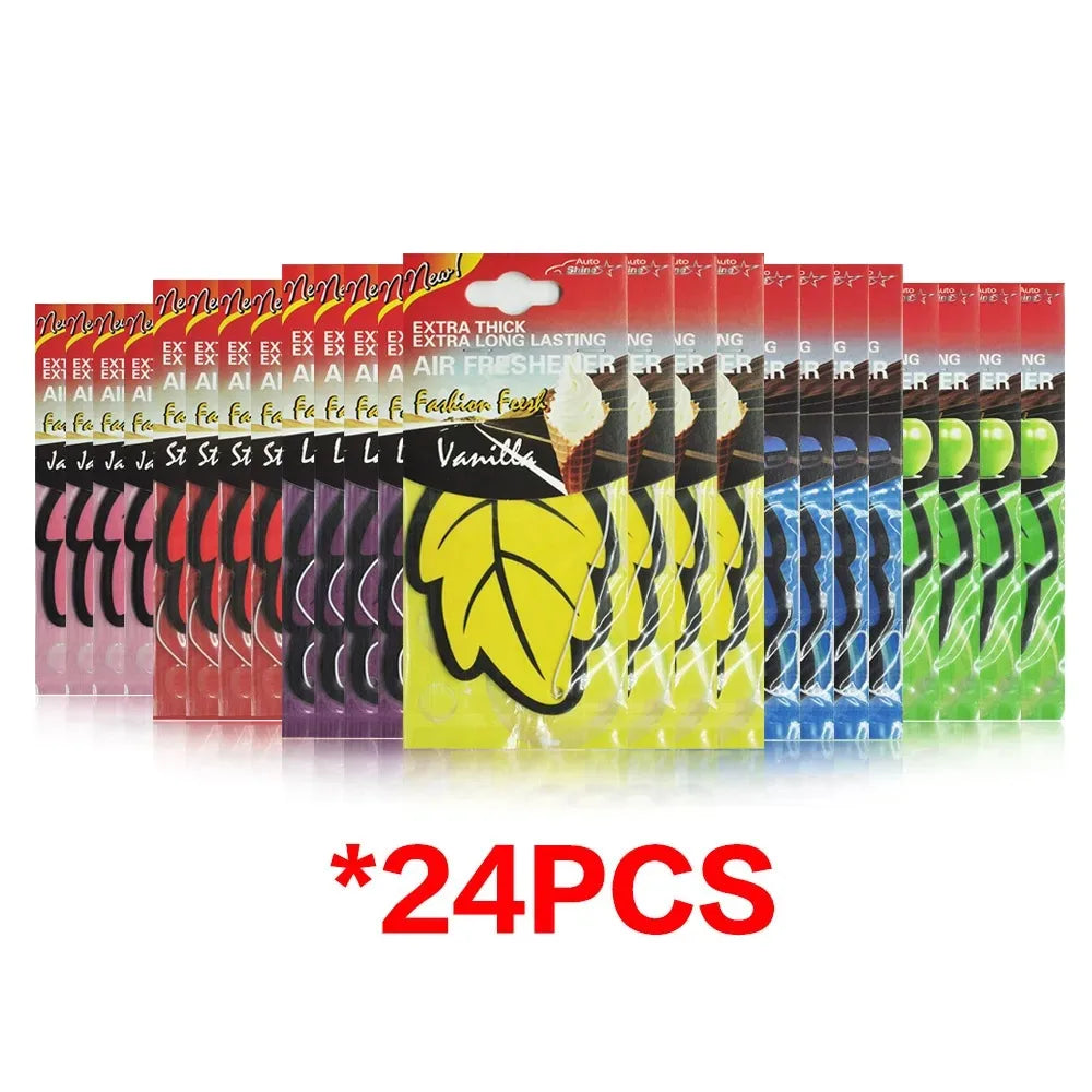3-60pcs Car Air Freshener Natural Scented Tea Paper Auto Hanging Vanilla Perfume Frag alternate view