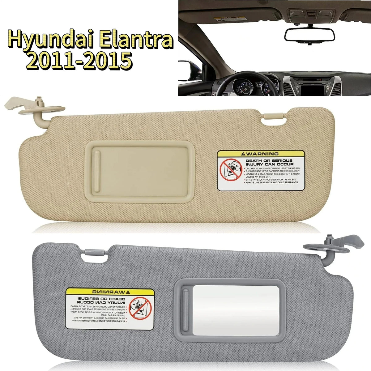 For Hyundai Elantra 2011 2012 2013 2014 2015 Car Sun Visor Interior Sunshade Board Driver Passenger Side Replacement Part