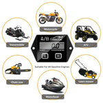 Kebidumei Motorcycle Tachometer 0-20000 RPM | IP65 Waterproof LCD Digital Gauge with Hou detail view