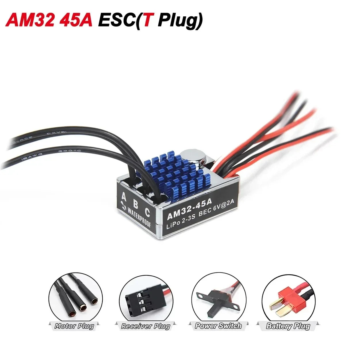 MN86 MN128 Upgrade Power Parts 2830 2400KV Outrunner Brushless Motor AM32 45A ESC SM3.0 Original/T Plug for 1/12 RC Car Crawler