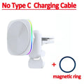 RGB LED Magnetic Wireless Charger Car Phone Holder Stand Car Mount For iPhone 16 15 14 13 12 Pro Max Car Fast Charging Station