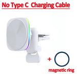 RGB LED Magnetic Wireless Charger Car Phone Holder | Fast Charging Mount for iPhone 16 close-up view