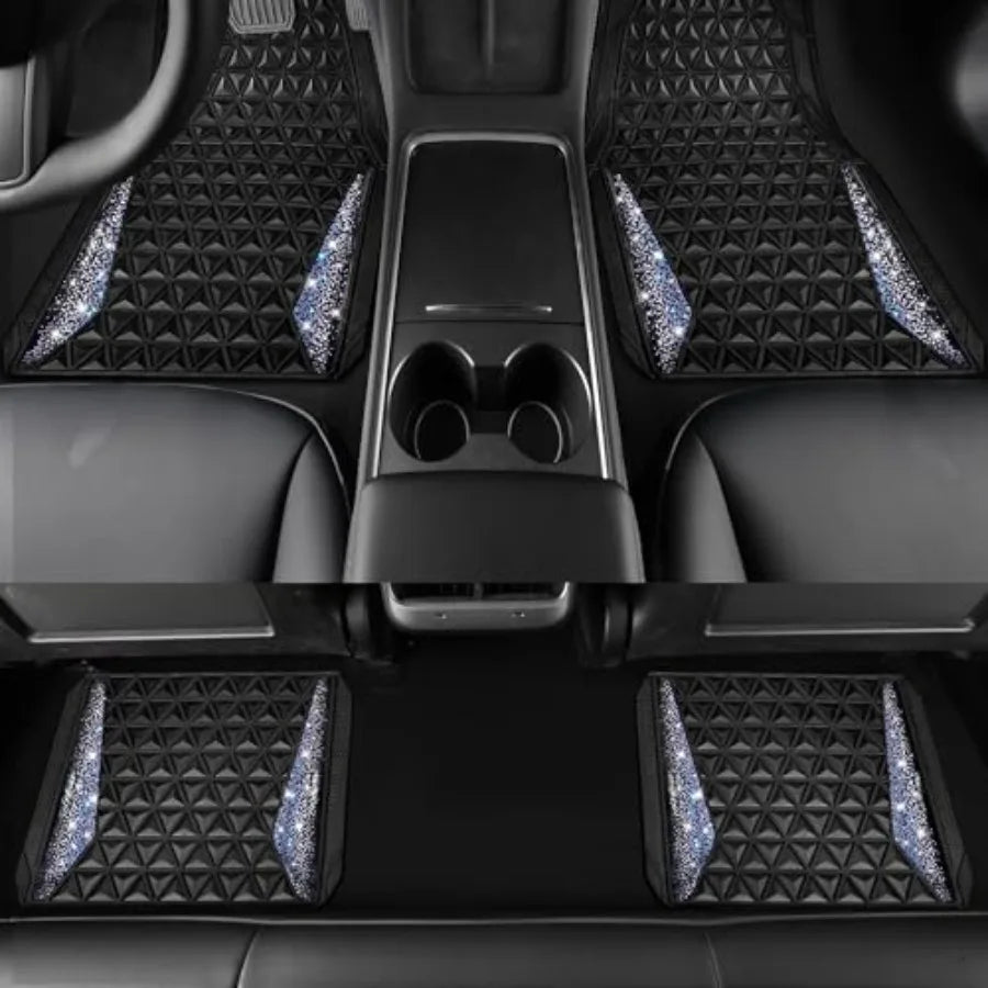 Dazzle Glitter Car Floor Mats | 3D Rhombus, Anti-Slip, Waterproof, Universal Trim Fit