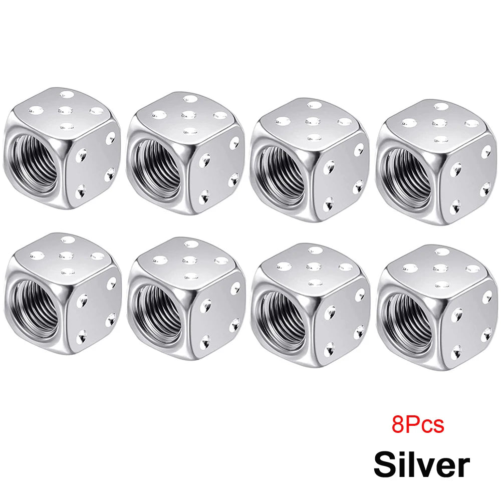 AUTCOAT Aluminum Tire Valve Caps | Dice Wheel Stem Dust Cover for Car Truck Motorcycl lifestyle view