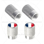 4Pcs Aluminum Motorcycle Car Tire Valve Caps with Germany France Italy Flag Emblems | Un detail view