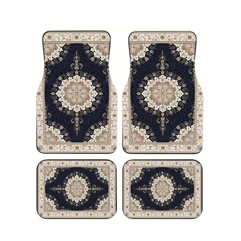 Red Bohemian Paisley Print Car Floor Mats 4Pcs Universal Anti-Slip Auto Carpet Interi lifestyle view