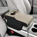 Multifunctional PU Leather Car Cup Holder Armrest Pad with Storage Pockets | Soft C additional angle