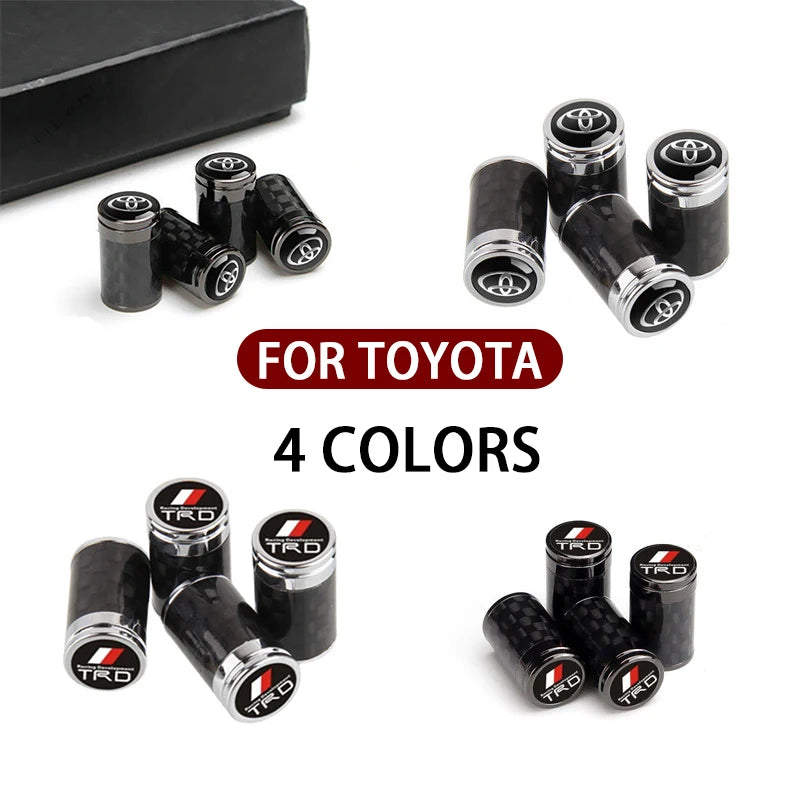 Toyota Valve Stem Caps | Set of 4 Aluminum Dust Covers detail view