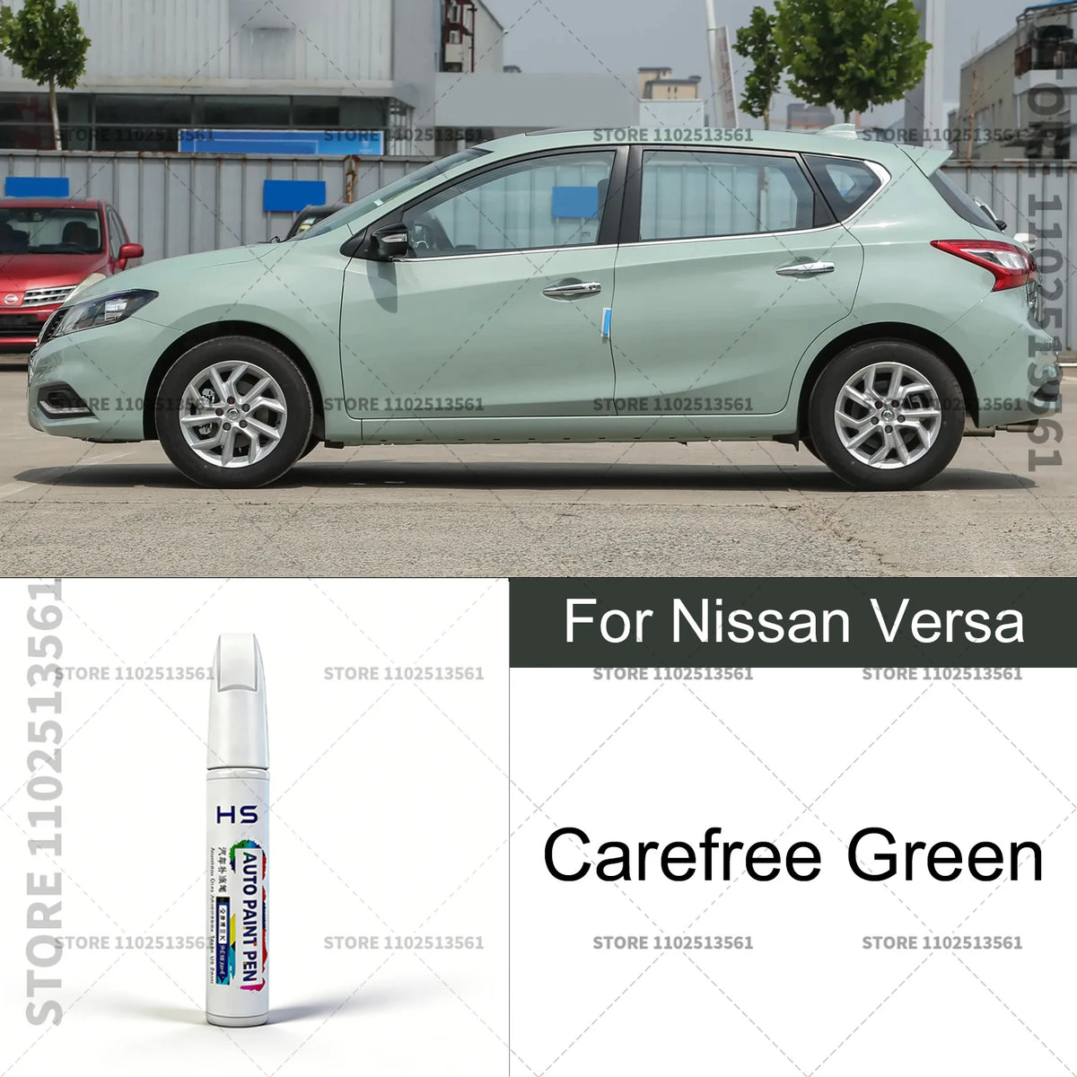 For Nissan Versa Bluish Black B20 Gold CAA Gray Ivory White Car Paint Repair Pen Touch close-up view