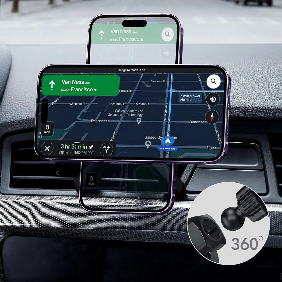 Universal Car Air Vent Clip 17mm Ball Head | Adjustable Metal Hook for Phone Holder additional angle