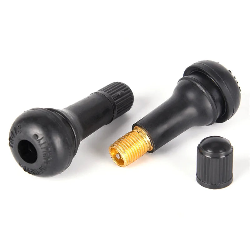 5PCs/set TR413 Tubeless Car Tire Valve Stems with Caps | Durable Rubber Tyre Valves close-up view