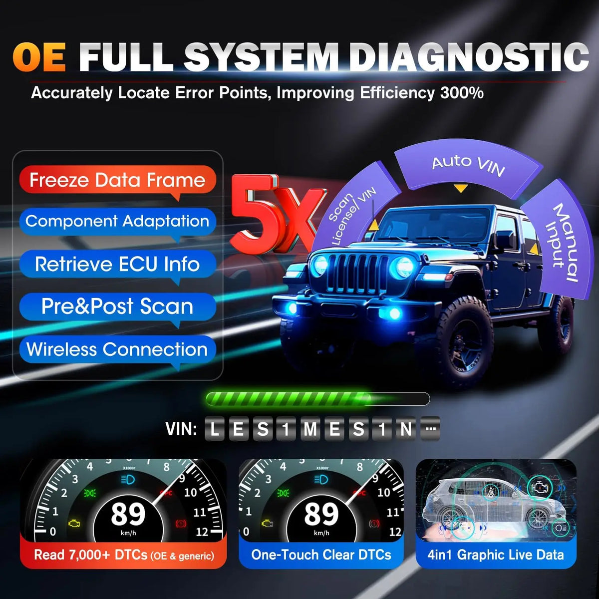 Autel MaxiCOM MK900 BT MK900BT 8 Inch Car Diagnostic Tools 40+ Services CAN FD DOIP additional angle
