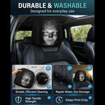 2PCS Generic Car Headrest Covers with Funny Smiley Face Design, Black Elastic Fabric, lifestyle view