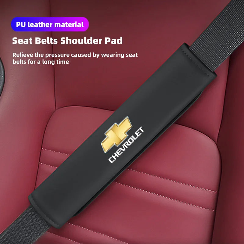 2Pcs Leather Car Seat Belt Shoulder Pad Safety Strap Cover for Chevrolet | Comfortable Driving Acces