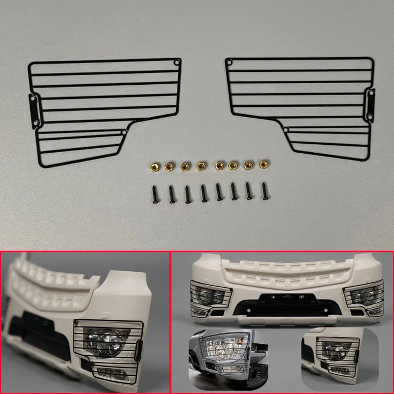 2pcs Metal Headlight Guard Lampshade for 1/14 Tamiya RC Truck Tipper BENZ Arocs 3363 3348 Car DIY Parts