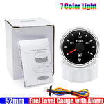 2" 52mm Fuel Level Gauge with Flashing Alarm | 7 Color Backlight for Car Boat close-up view