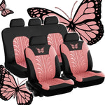 Car Seat Cover Full Set, Universal Butterfly Pattern Embroidery Auto Seat Set close-up view