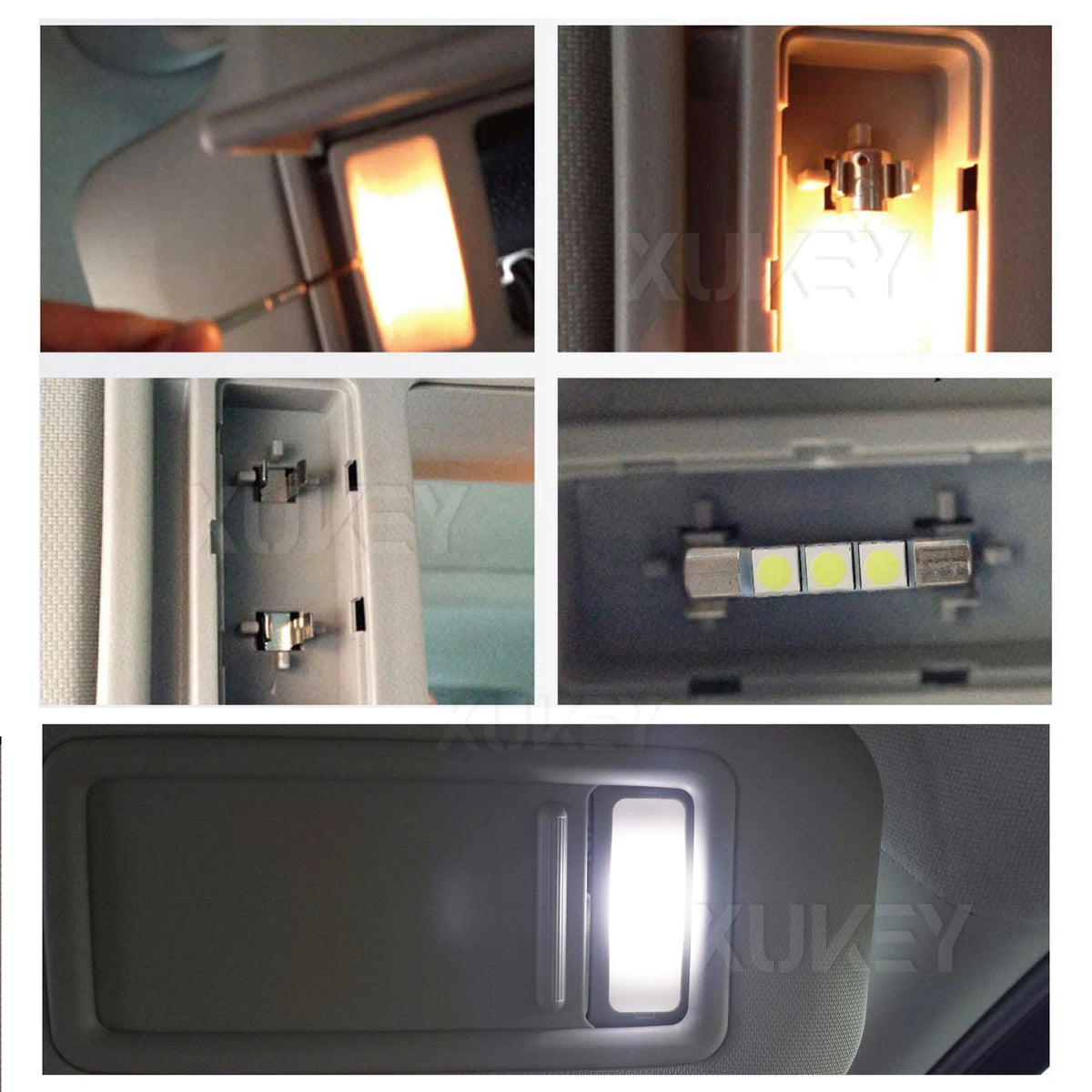 Apktnka 4x 28mm 29mm 6614F LED Light Bulbs Car Interior Vanity Mirror Lights Sun Visor Map Lighting Lamps 6615F 6612F 3021 3022