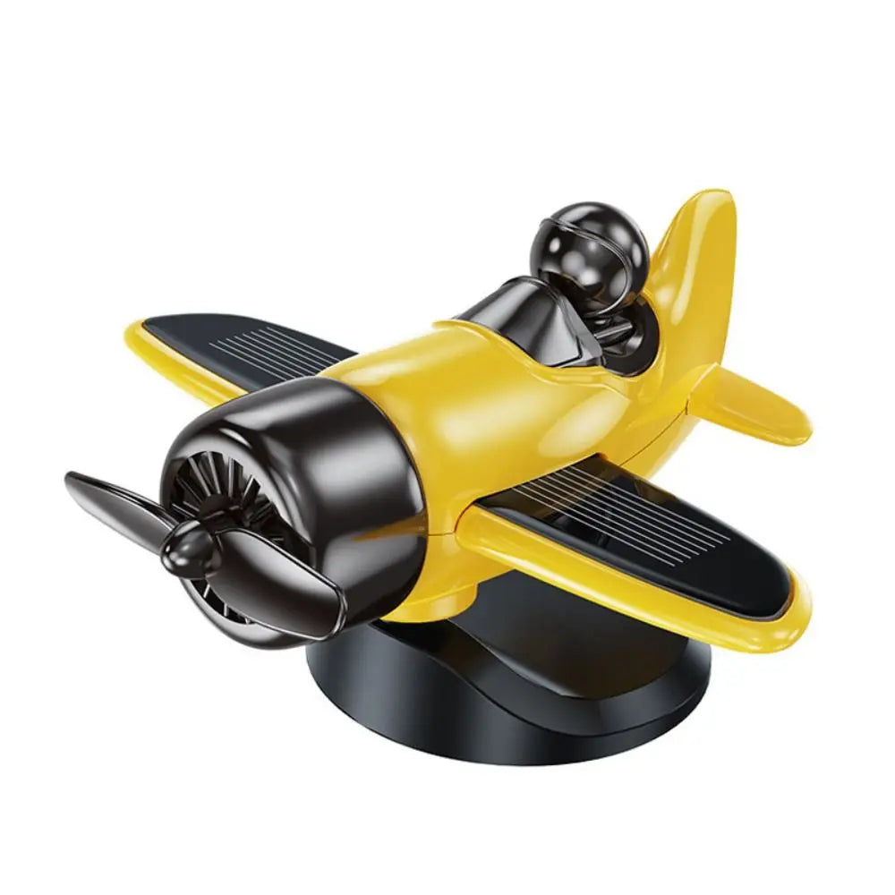 Cool Solar Powered Rotating Airplane Silent 360° Auto Spin Car Dashboard Ornament Multifunctional Car Interior Decoration Gifts