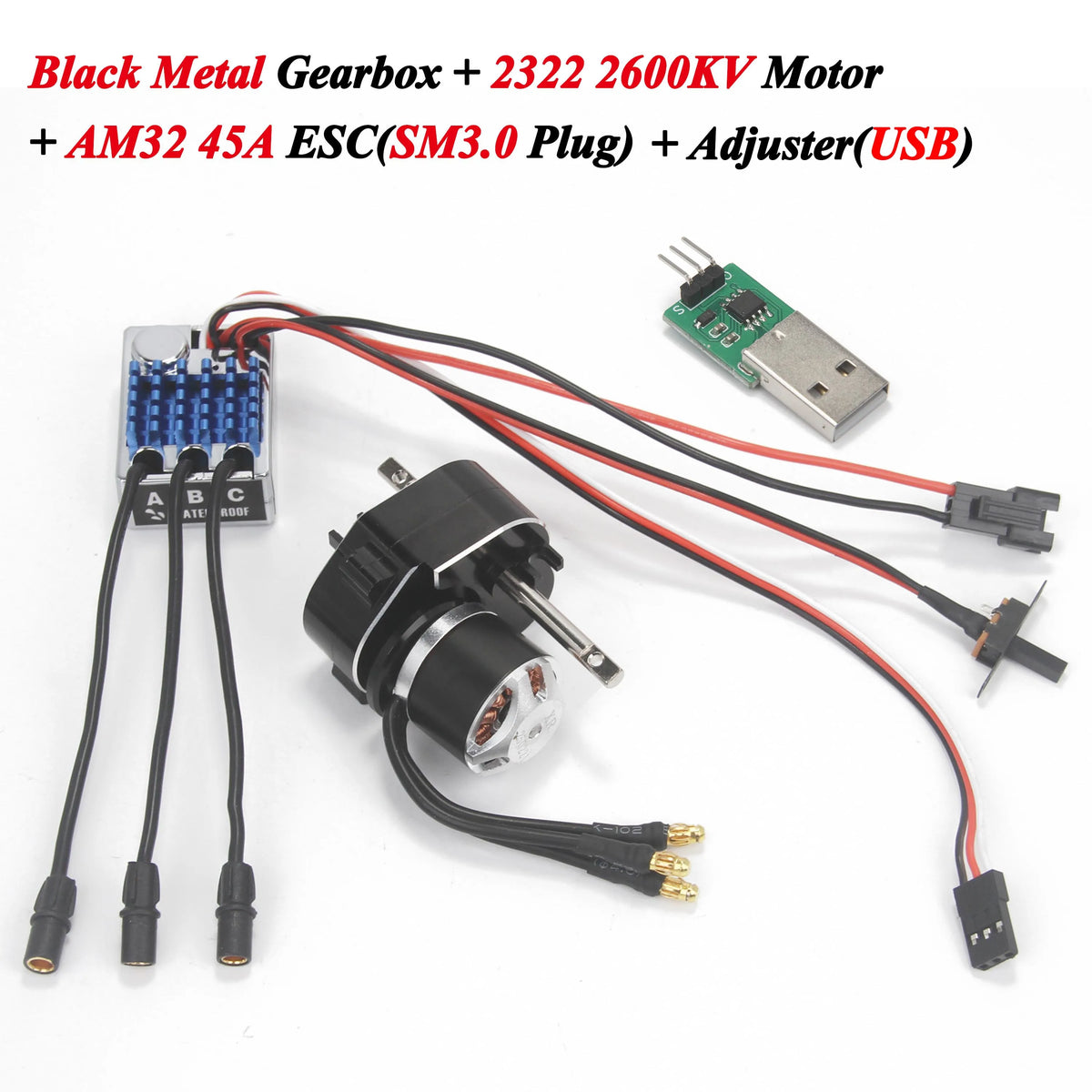 Full Metal Gearbox 2322 2600KV Brushless Motor AM32 45A ESC Adjuster 21g Servo for 1/12 RC Car Crawler MN82 MN78 MN168 MN99 MN98