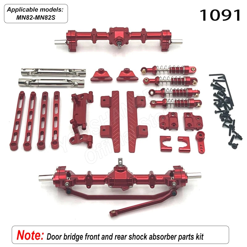 MN Series 82 82S Off-road Vehicle Parts - Metal Upgrade Accessories: Front and Rear Axles, Transmission Shaft, Tie Rods, Frame