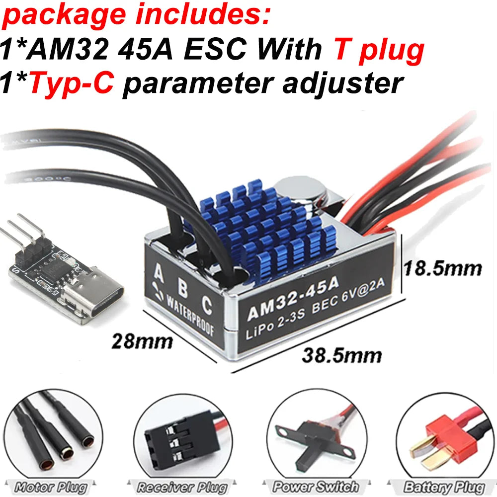 2322 2600KV 2830 2400KV Brushless Motor AM32 45A for 1/12 RC Crawler Car Off Road Car MN82 MN168 MN78 MN86 MN128 Power Kit