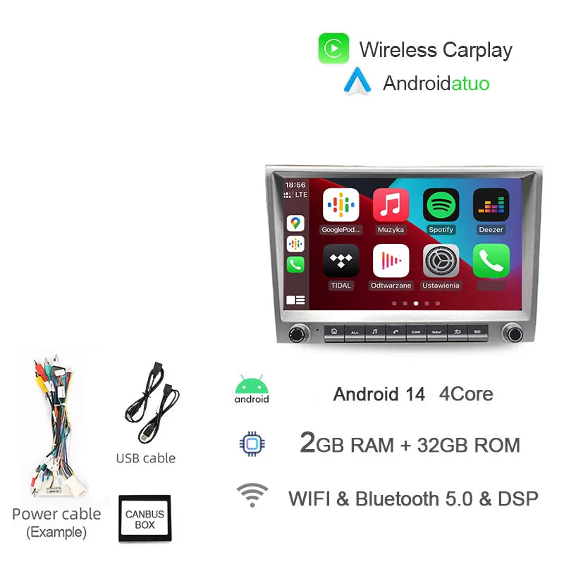 9 Inch Android 14 Car Radio GPS Navigation | For Porsche Cayman 911 987 Boxster 997 2005 detail view