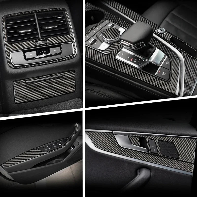 Carbon Fiber Car Interior Gear shift buttons Panel Door Armrest Reading Light Cover Trim Stickers Accessories for Audi A4 A5 B9