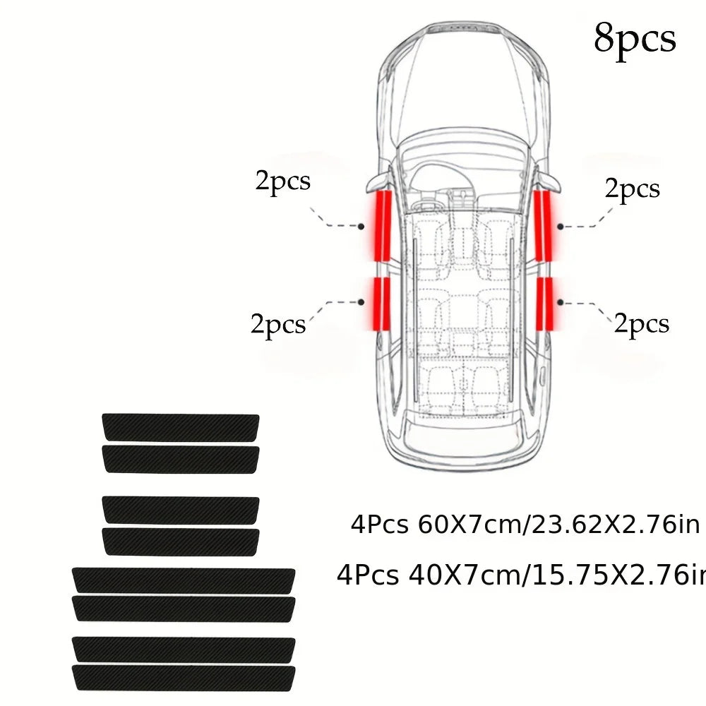 9pcs Carbon Fiber Car Door Sill Protectors: Vinyl Wrap Stickers for Maximum Protection c detail view