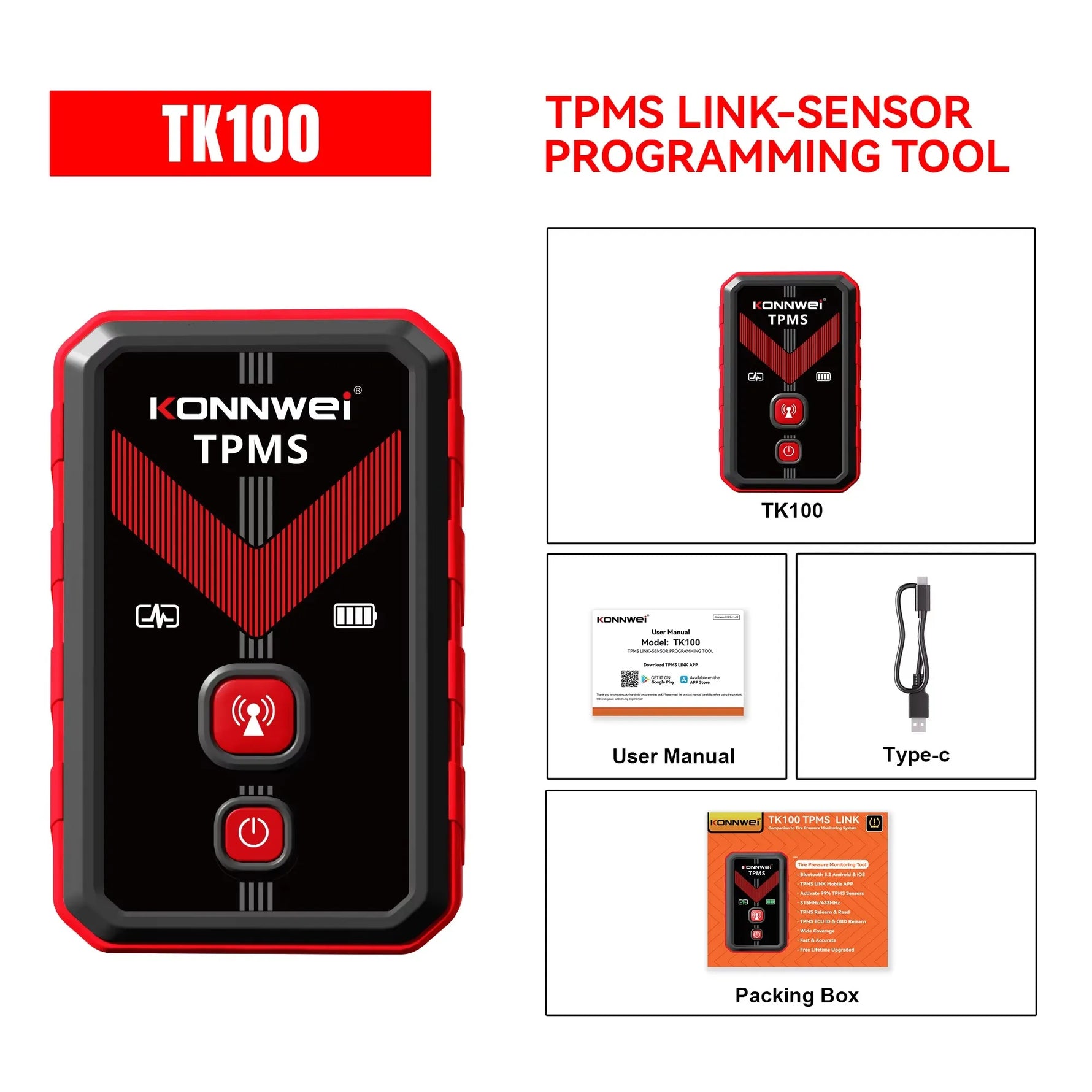 KONNWEI TK100 TPMS Programming Tool | 4 Sensors 315/433MHz Car Tire Pressure Diagnost lifestyle view