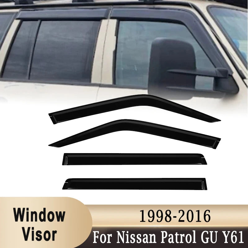 Side Window Visor Rain Deflector for Nissan Patrol GU Y61 1998-2016 | Acrylic Ventilation Guard