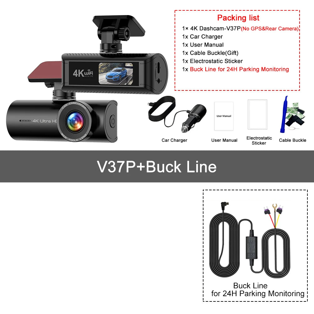 Kocam 4K WiFi Dash Cam | Dual Lens Car DVR with Night Vision and GPS close-up view