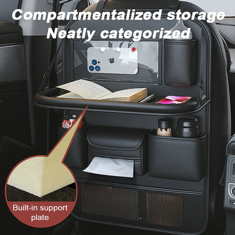 Car Seat Back Storage Bag Organizer with Foldable Table Tray