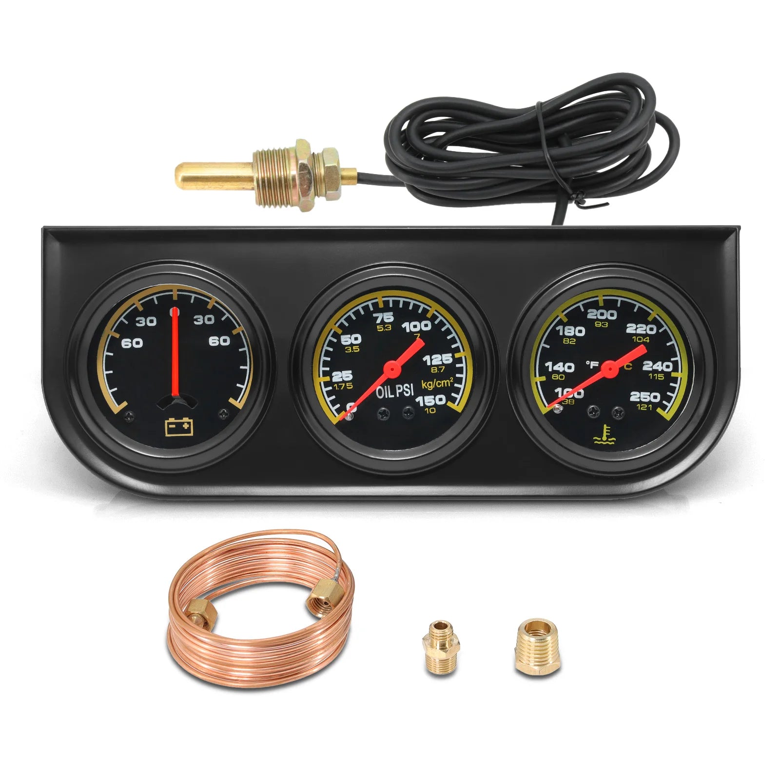 2" 52mm 3 In 1 Auto Gauge Kit | Triple AMP Meter, Oil Pressure & Water Temp alternate view