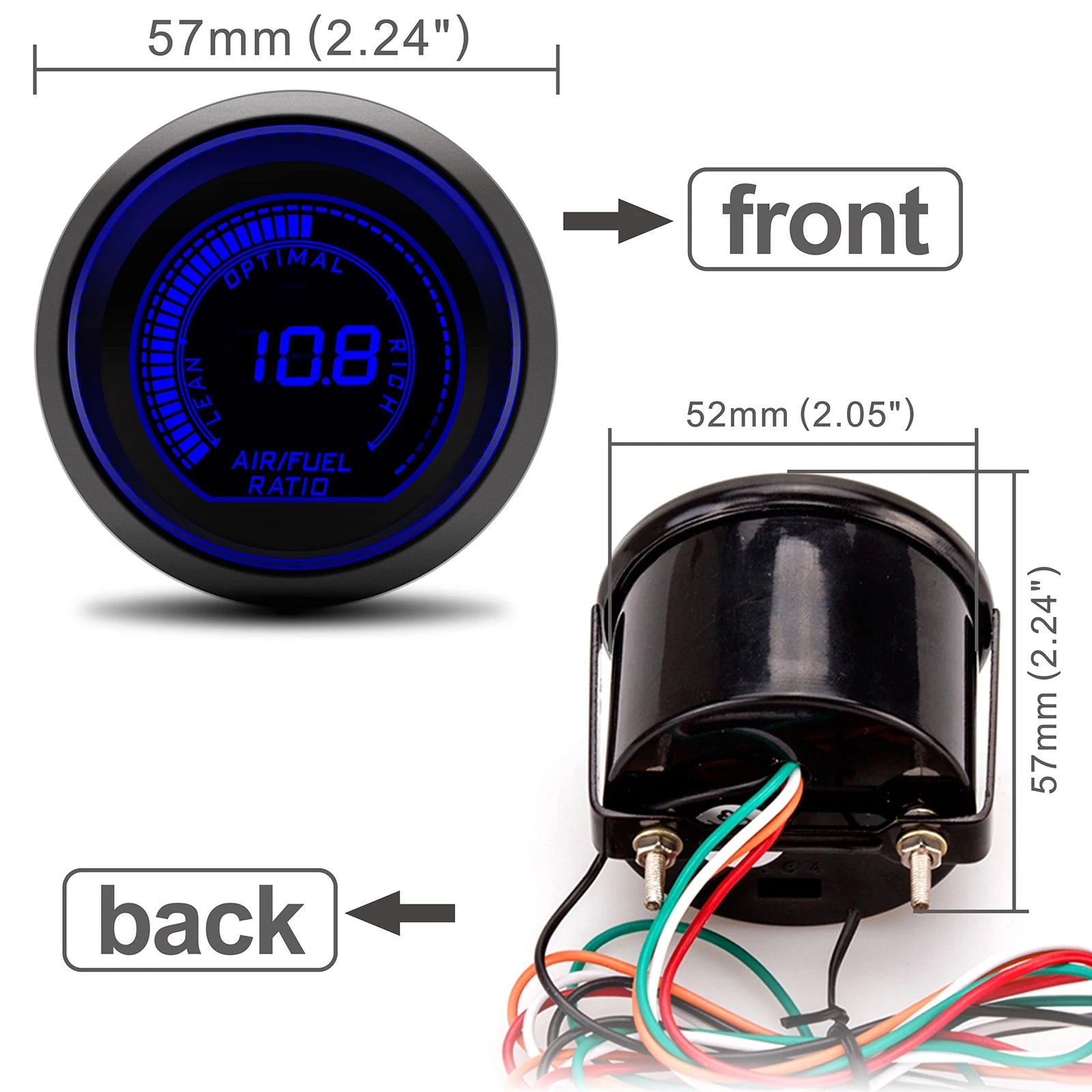 AD 2" 52mm Red and Blue Dual LED Car Gauge Set | Boost, Water Temp, Oil Temp, Oil Pre lifestyle view