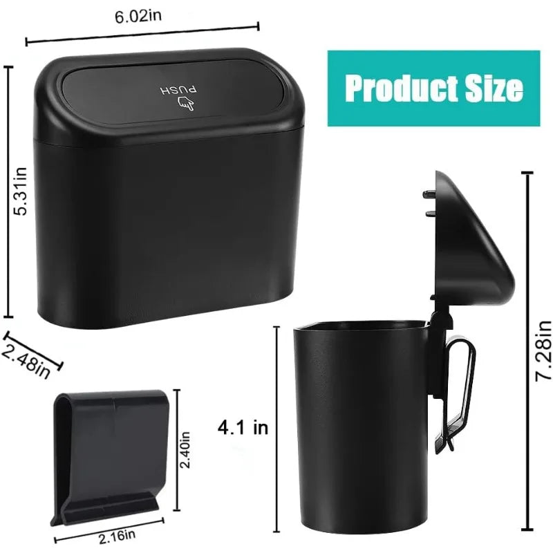 Hanging Car Trash Can Car Flip Top Trash Can Interior Trash Storage ABS Trash Can w additional angle