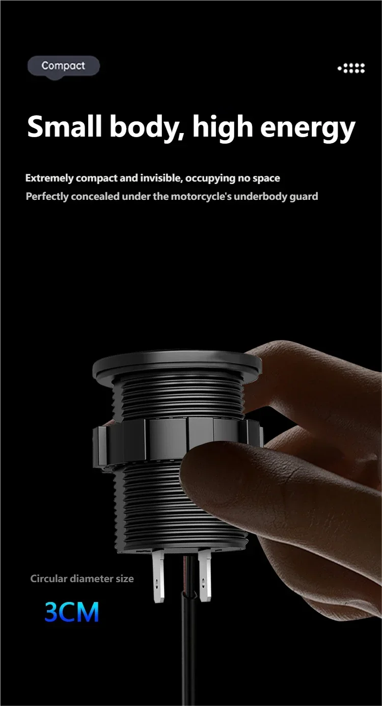 New Car USB Charger PD3.0 & QC3.0 Fast Charging Socket with Voltmeter On/Off Switch additional angle