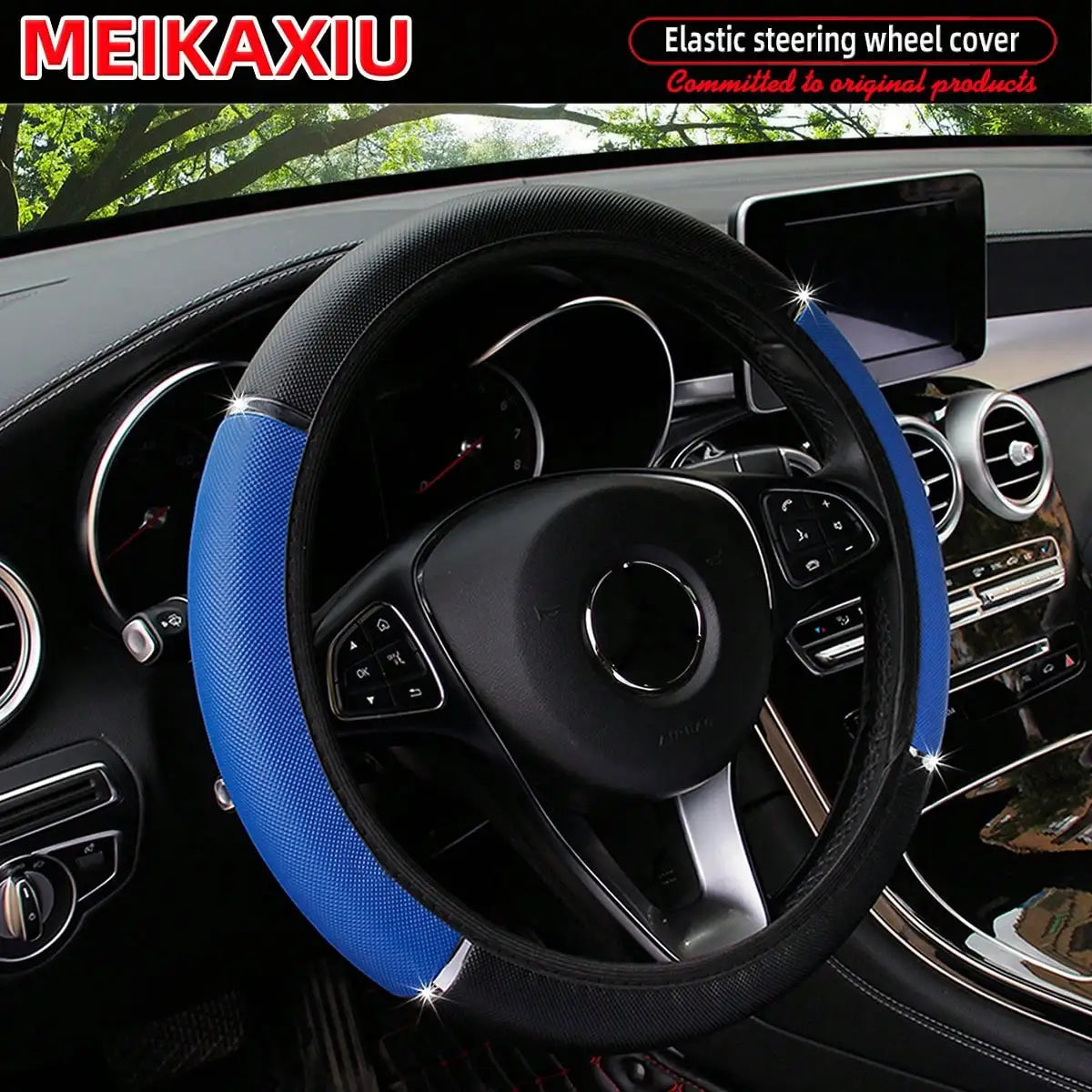 PU Leather Steering Wheel Cover 14.5-15 Inch alternate view