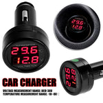2 IN 1 Car Voltmeter Thermometer | 12V 24V Cigarette Lighter Battery Monitor detail view