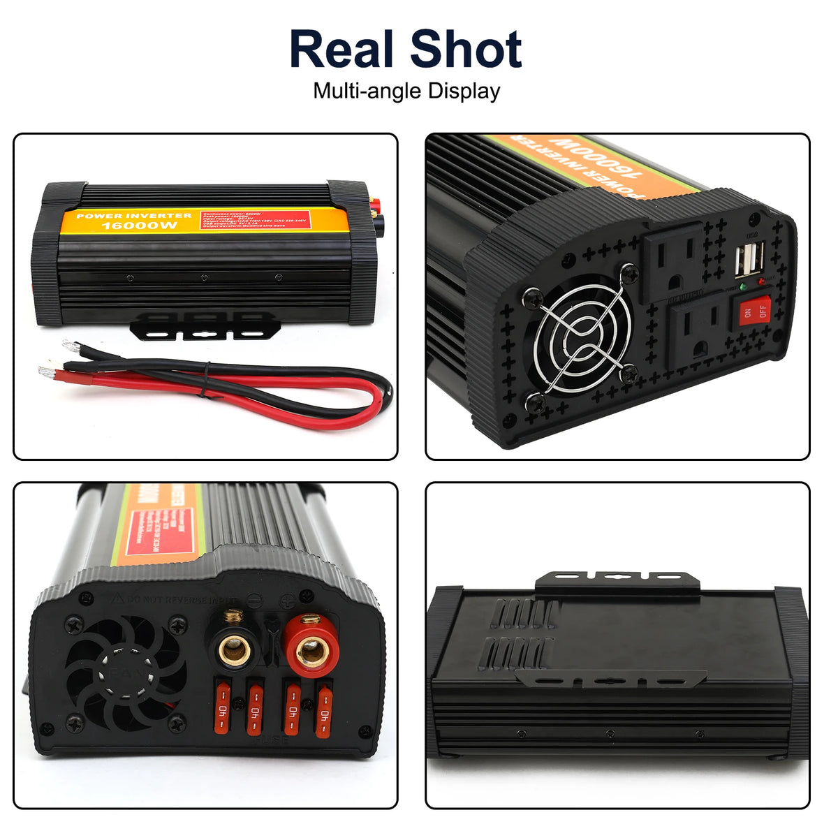 16000W Car Power Inverter DC 12V To AC 110V 40A Pure Sine Wave Converter Portable Digital Display for Home Outdoor RV