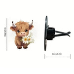 Vent Air Fresheners For Vehicles Car Perfume Air Freshener Vent Clip 2D Acrylic Cute Highland Cow Shape Perfume Aromatherapy