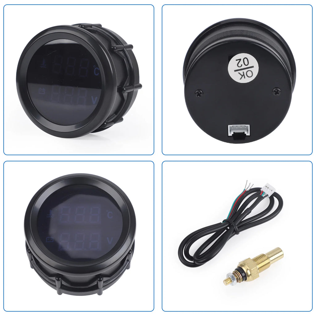 2" 52mm Digital Turbo Boost Gauge PSI BAR Car Water Temp Voltmeter Tachometer Rpm G additional angle