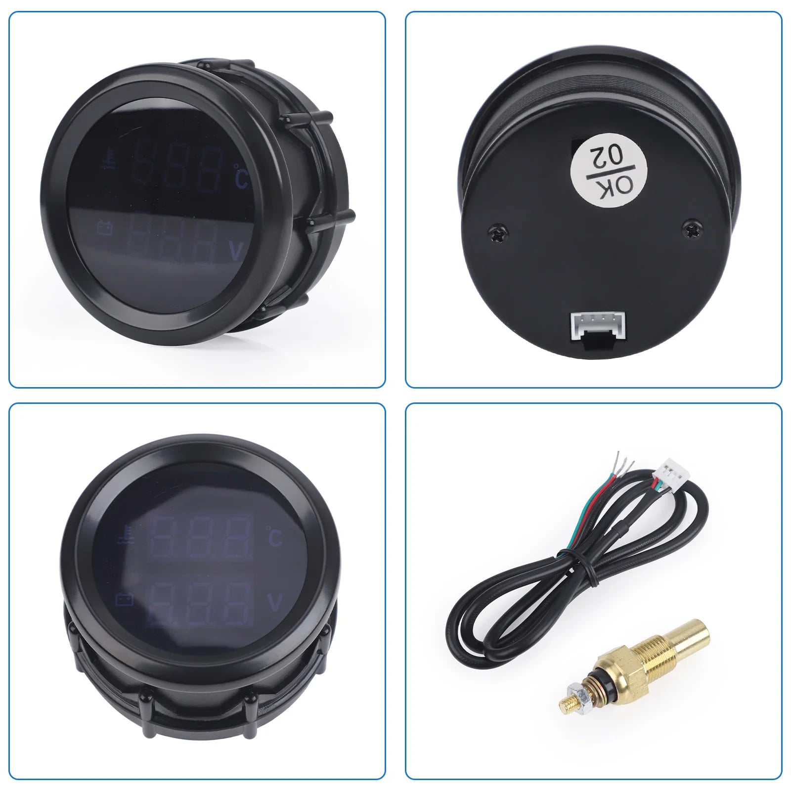 2" 52mm Digital Turbo Boost Gauge PSI BAR Car Water Temp Voltmeter Tachometer Rpm G additional angle